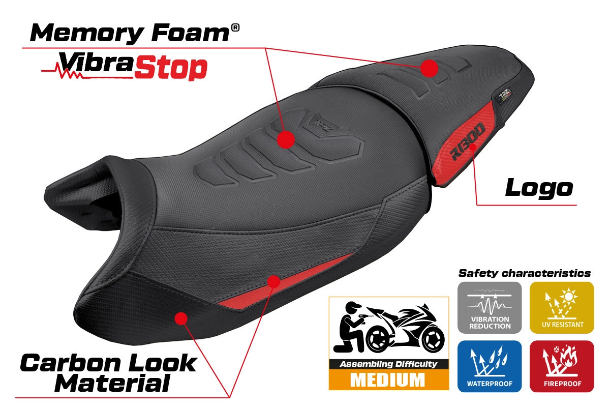 BMW R1300GS 2023-2026 Seat Cover TPZ Italia Comfort Plus Red Black