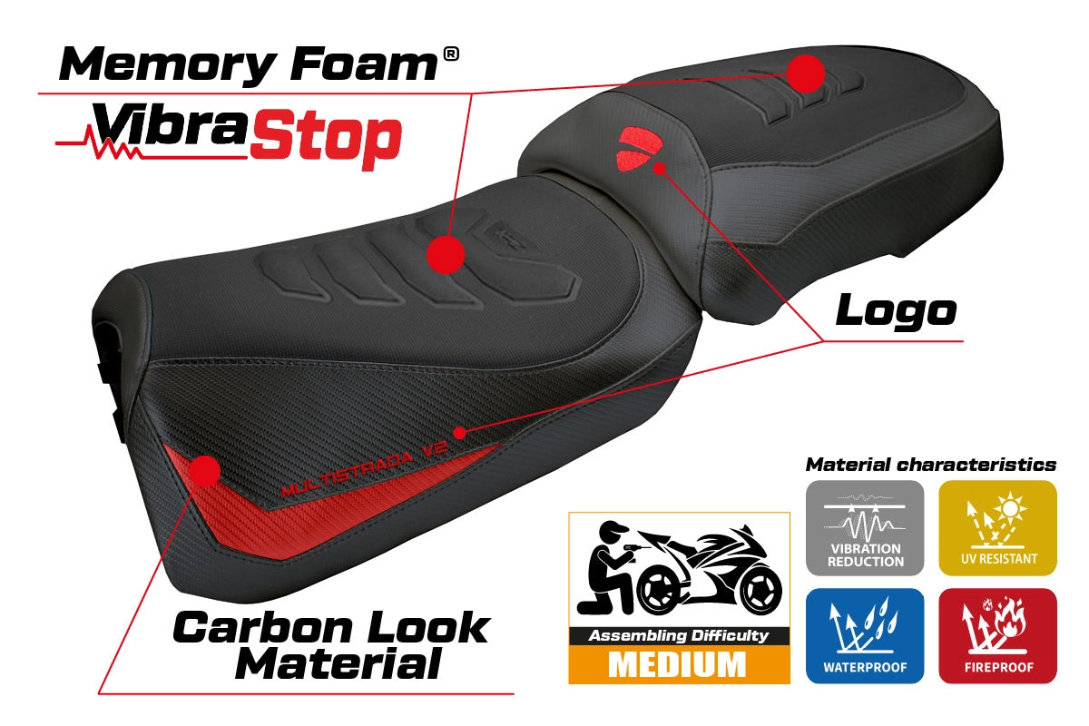 Ducati Multistrada V2 2025-2026 Seat Cover TPZ Italia Comfort Plus Red