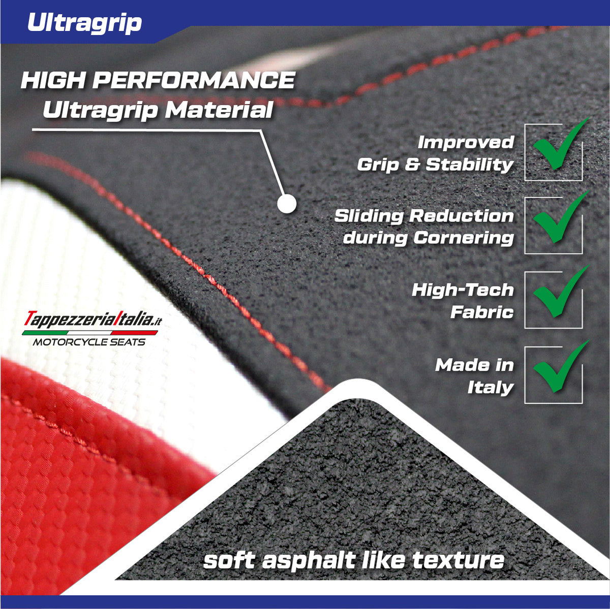 Aprilia Tuareg 660 2021-2026 Seat Cover TPZ Italia Ultragrip White blue