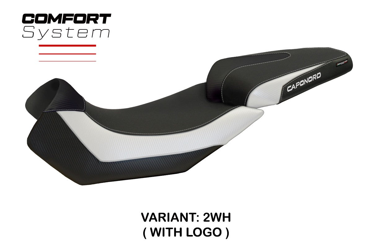 Funda de asiento Aprilia Caponord 1200 2013-2016 2017 Tappezzeria Italia TPZ Comfort Blanco Negro