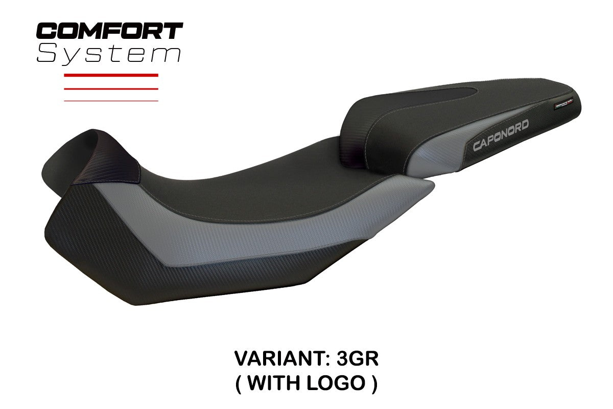 Funda de asiento Aprilia Caponord 1200 2013-2016 2017 Tappezzeria Italia TPZ Comfort Gris Negro