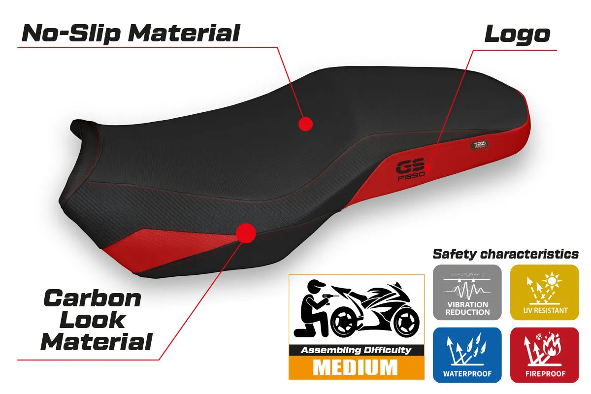 BMW F850GS Adv 2019-2024 Seat Cover TPZ Italia Heated Comfort Red