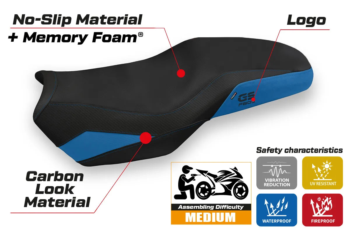 BMW F800GS 2018-2026 Seat Cover TPZ Italia Comfort Blue