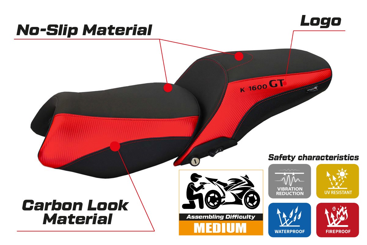 BMW K1600GT 2010-2026 Seat Cover TPZ Italia Comfort Red