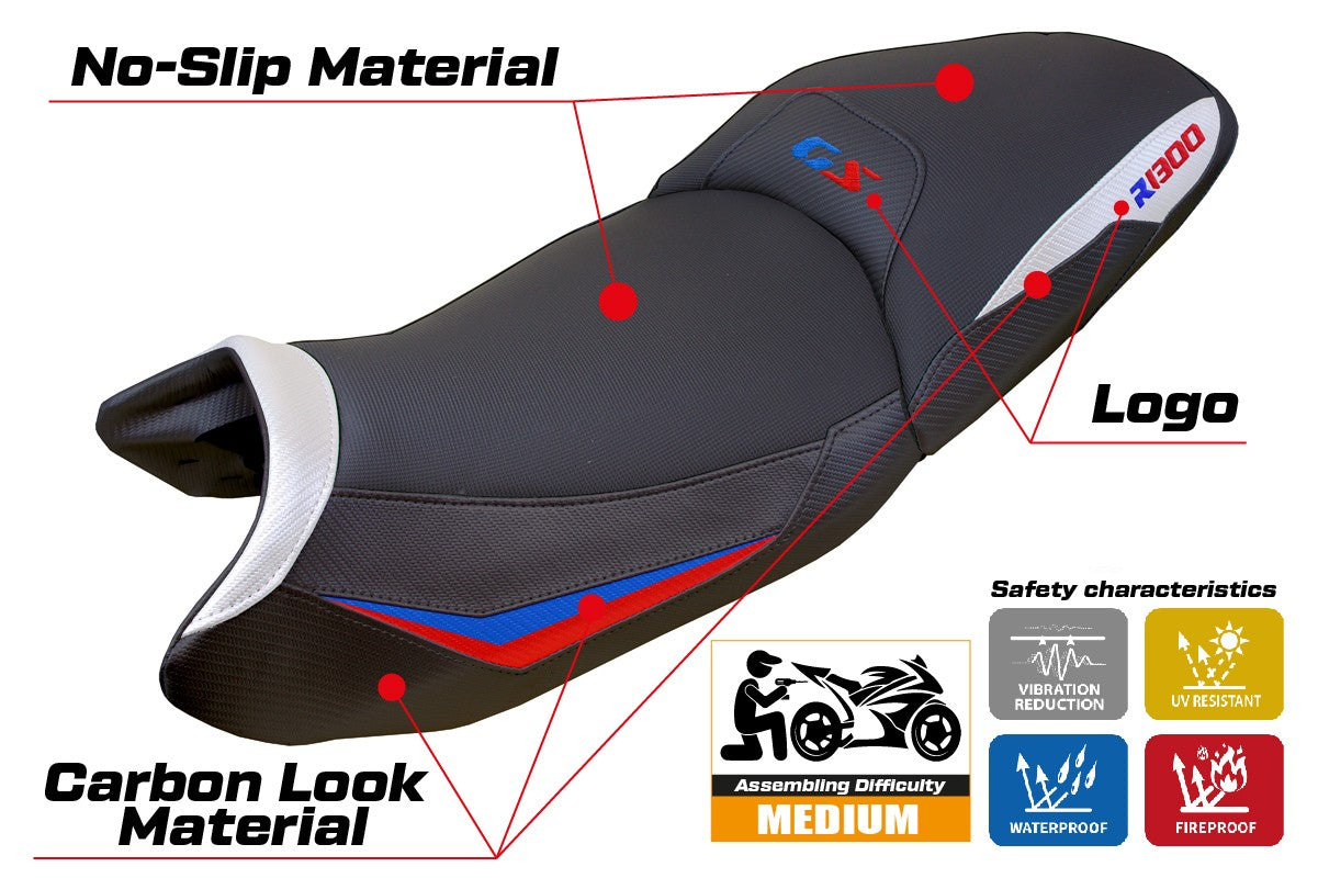 BMW R1300GS Touring 2023-2026 Seat Cover TPZ Italia Comfort White Red Blue