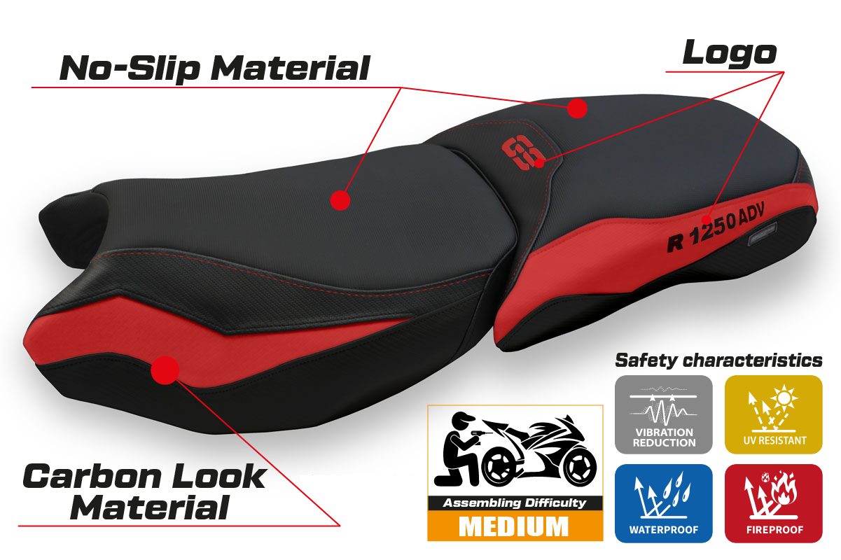 BMW R1250 GS Adventure 2019-2024 Seat Cover TPZ Italia Heated Comfort Red