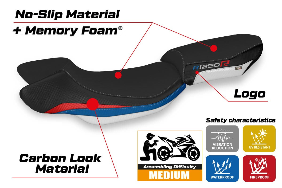 BMW R1250R 2019-2025 Seat Cover TPZ Italia Comfort Red and Blue
