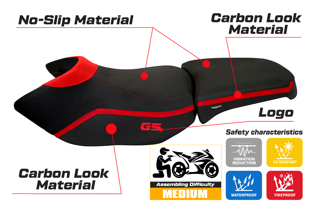 BMW R1200GS ADV 2006-2012 Seat Cover TPZ Italia Heated Comfort Red