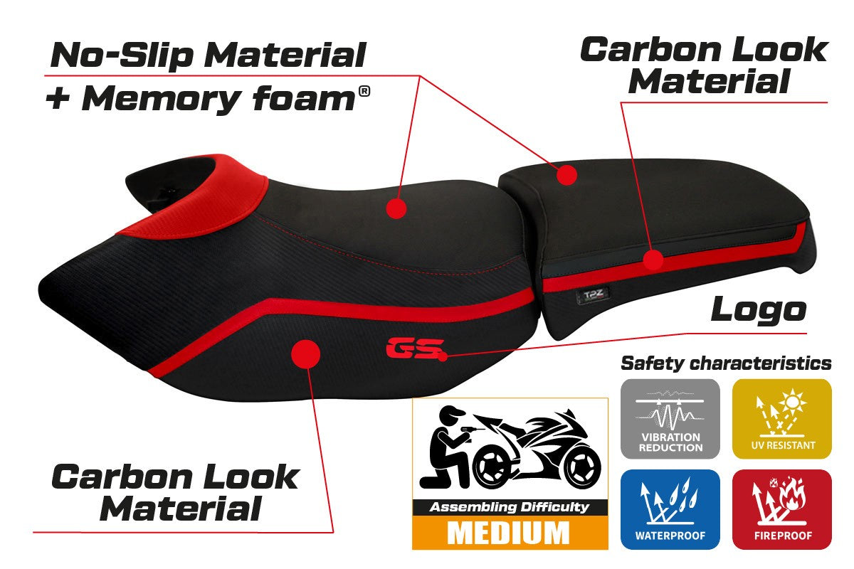 BMW R1200GS ADV 2006-2012 Seat Cover TPZ Italia Comfort Red Black
