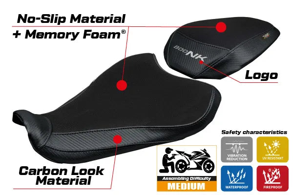 CF MOTO 800 NK 2023-2026 Seat Cover TPZ Italia Comfort Black