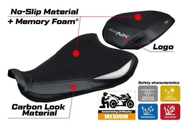CF MOTO 800 NK 2023-2026 Seat Cover TPZ Italia Comfort White