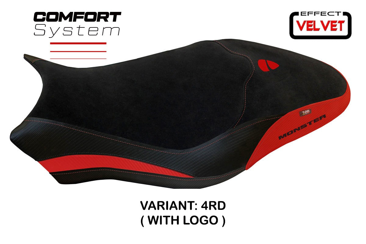Ducati Monster 821 1200 2017-2020 Seat Cover TPZ Italia Velvet Comfort Red