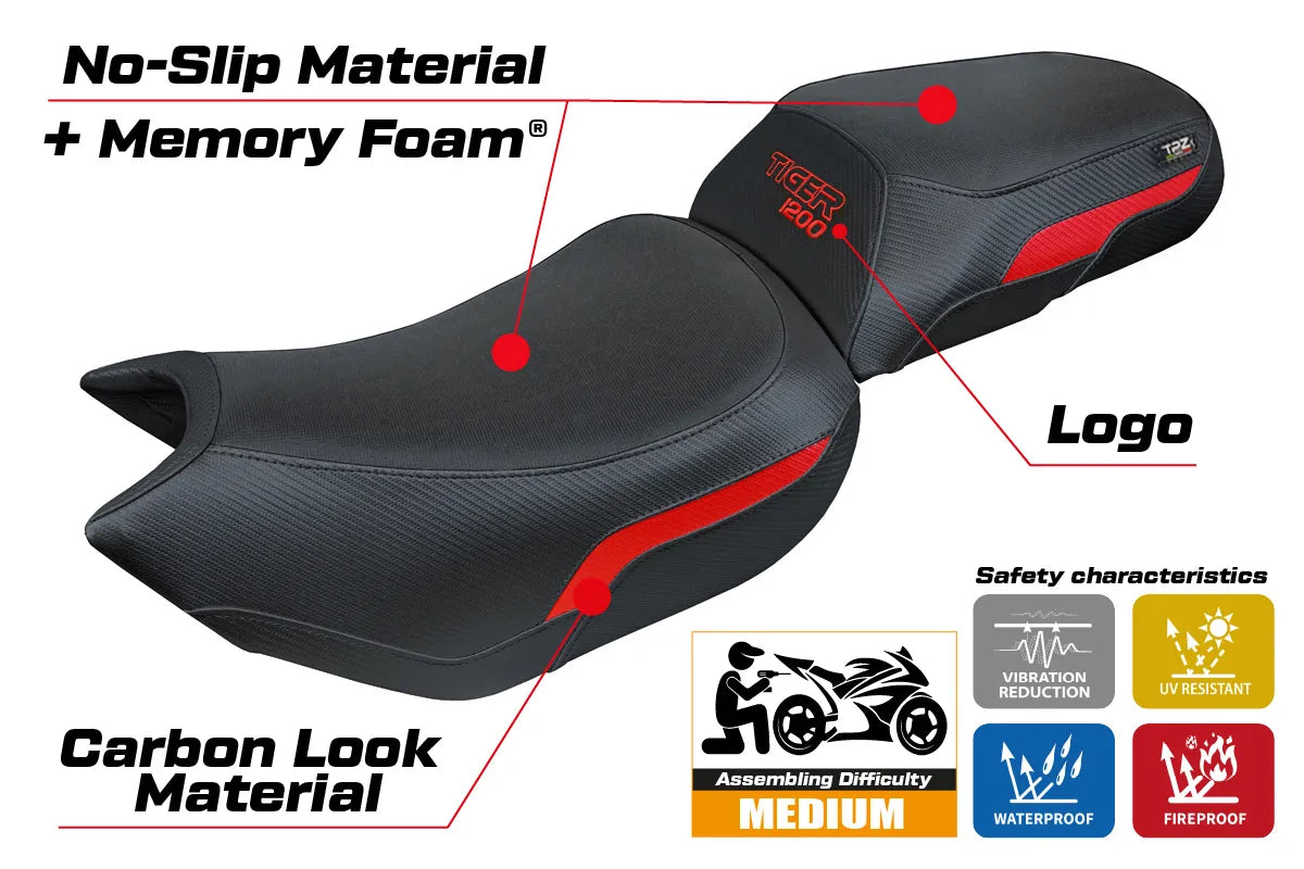 Triumph Tiger 1200 2022-2026 Seat Cover TPZ Italia Comfort Red Black