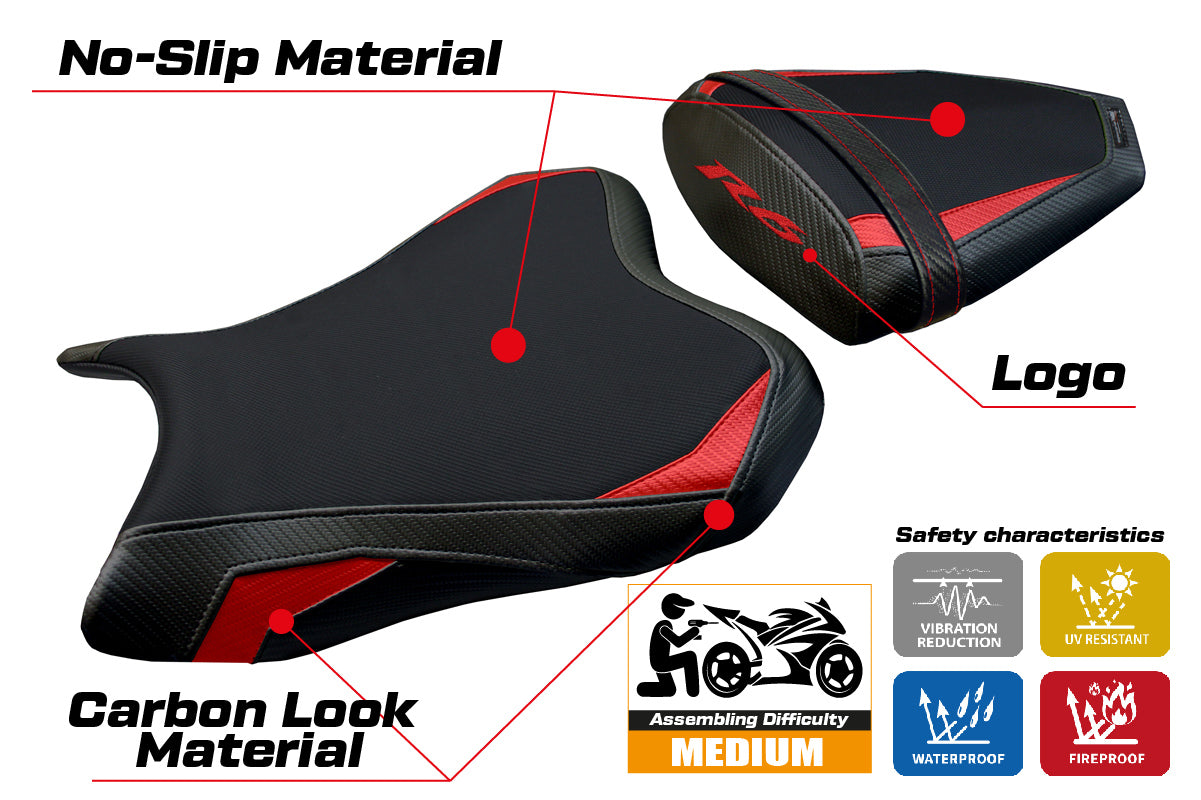 Funda de asiento Yamaha YZF R6 2006-2007 Tappezzeria Italia TPZ en rojo y negro