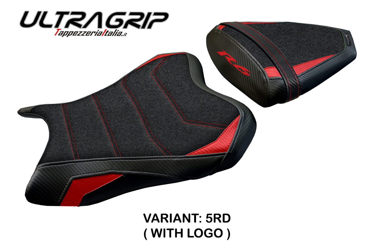 Funda de asiento Yamaha YZF R6 2006-2007 Tappezzeria Italia TPZ Ultragrip en rojo y negro