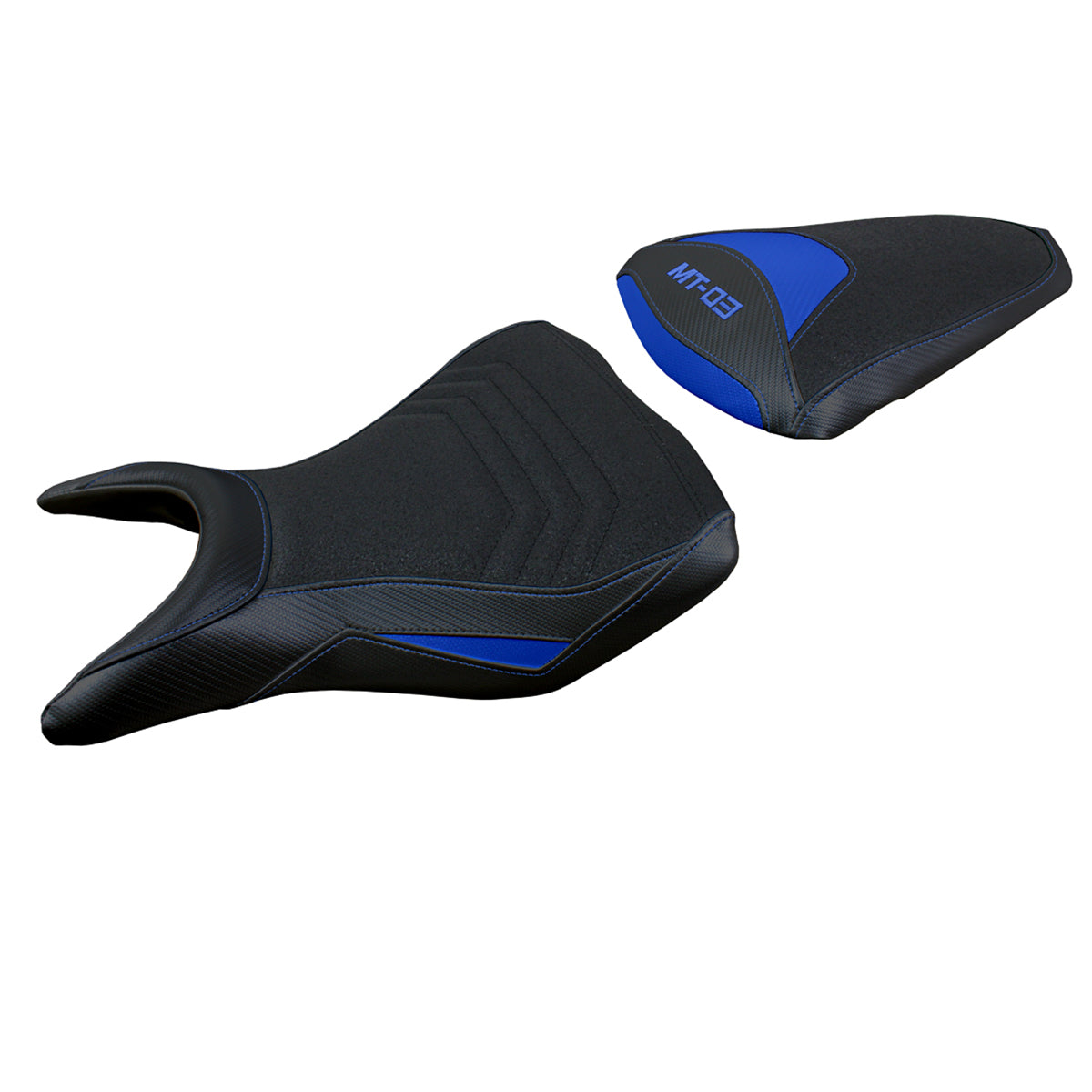 Funda de asiento Yamaha MT-03 FZ03 2020-2024 Tappezzeria Italia TPZ Ultragrip en azul y negro