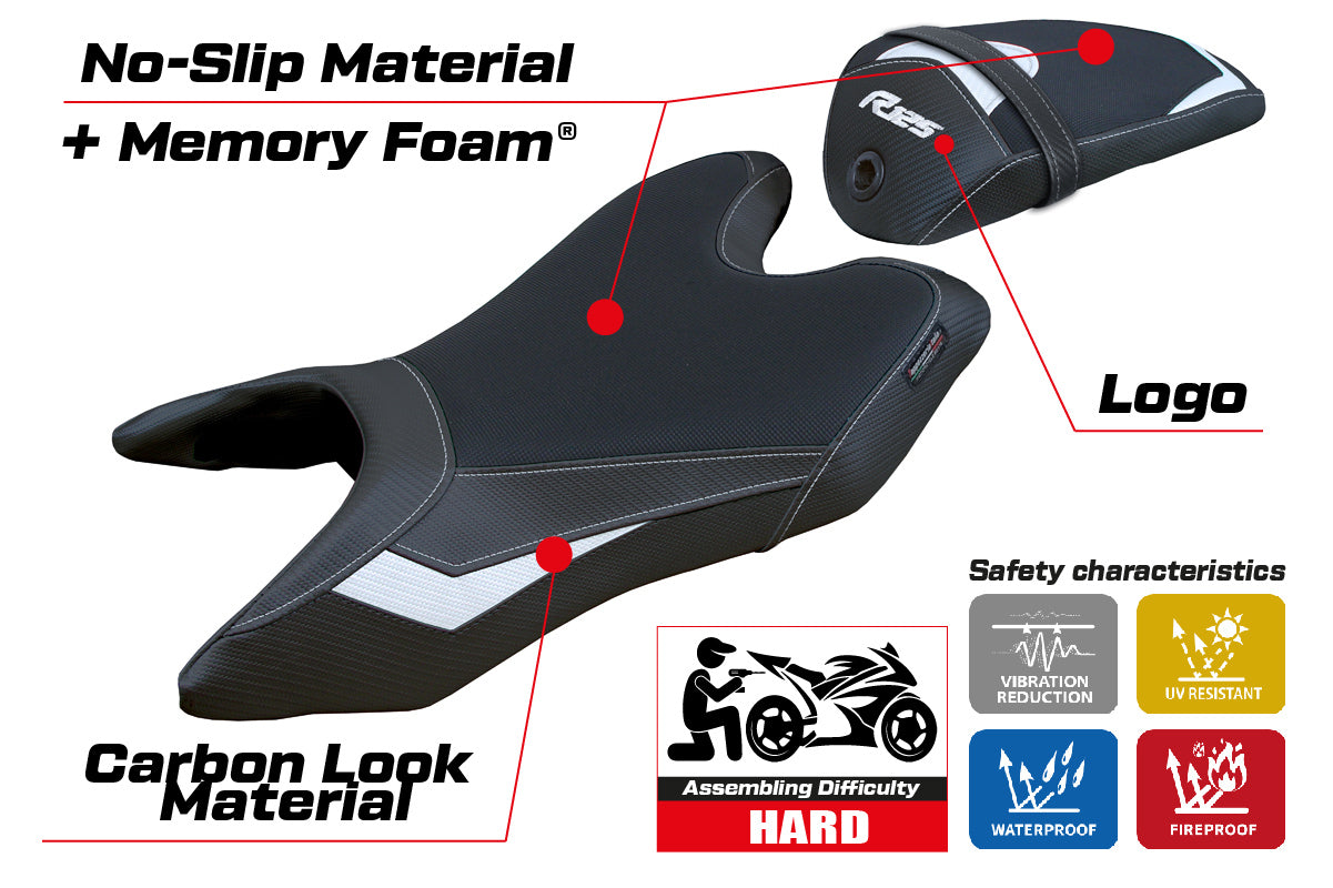 Funda de asiento Yamaha YZF R125 2019-2023 Tappezzeria Italia TPZ Comfort en blanco