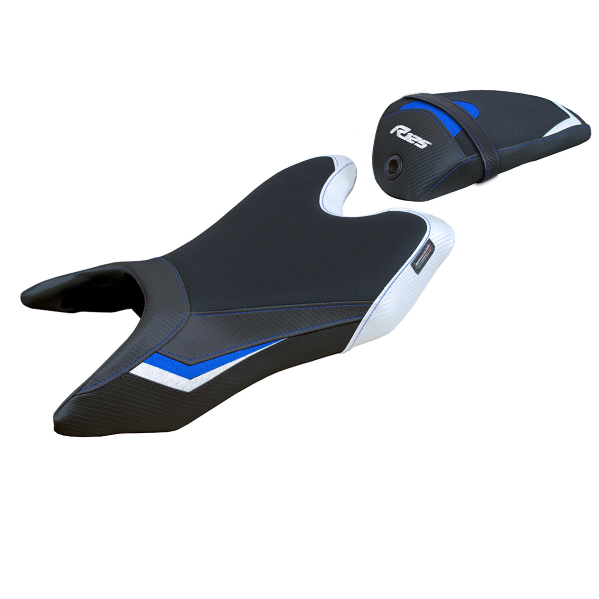 Funda de asiento Yamaha YZF R125 2019-2023 Tappezzeria Italia TPZ Comfort en blanco y azul