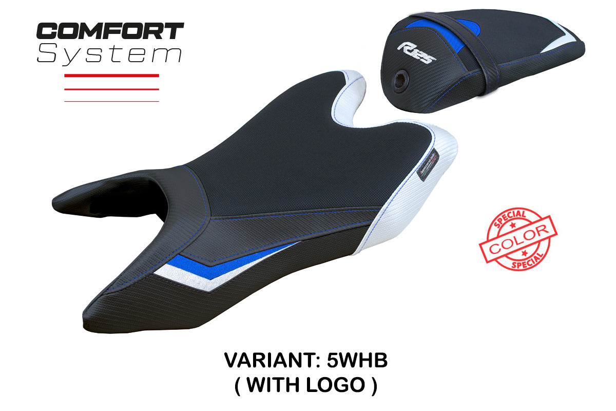 Funda de asiento Yamaha YZF R125 2019-2023 Tappezzeria Italia TPZ Comfort en blanco y azul