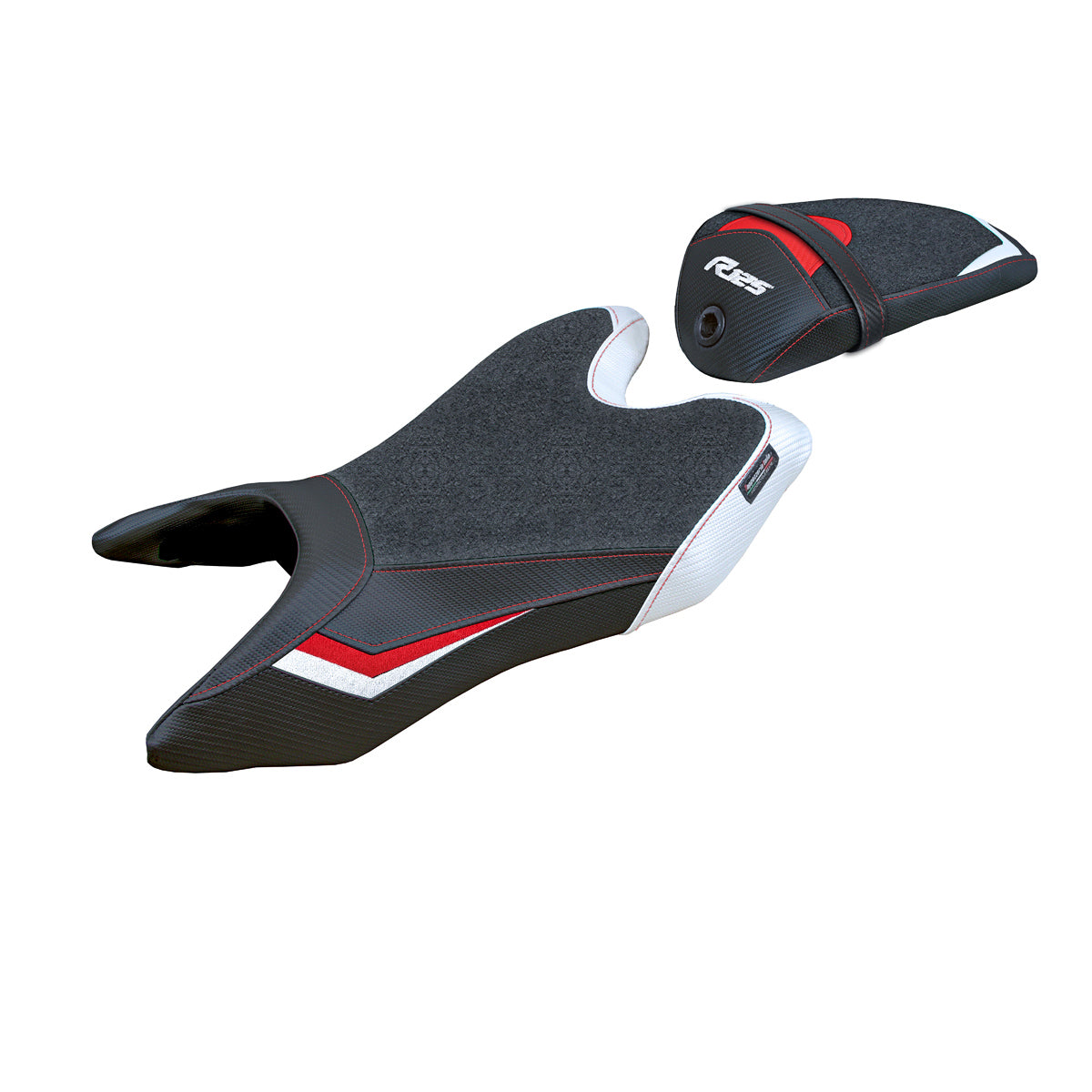 Yamaha YZF R125 2019-2023 Seat Cover Tappezzeria Italia TPZ Ultragrip in White and Red