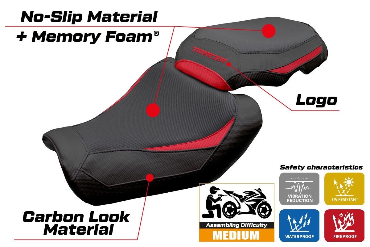 Yamaha Tracer 9 / 9 GT 2025 Seat Cover Tappezzeria Italia TPZ Heating Comfort Red Black