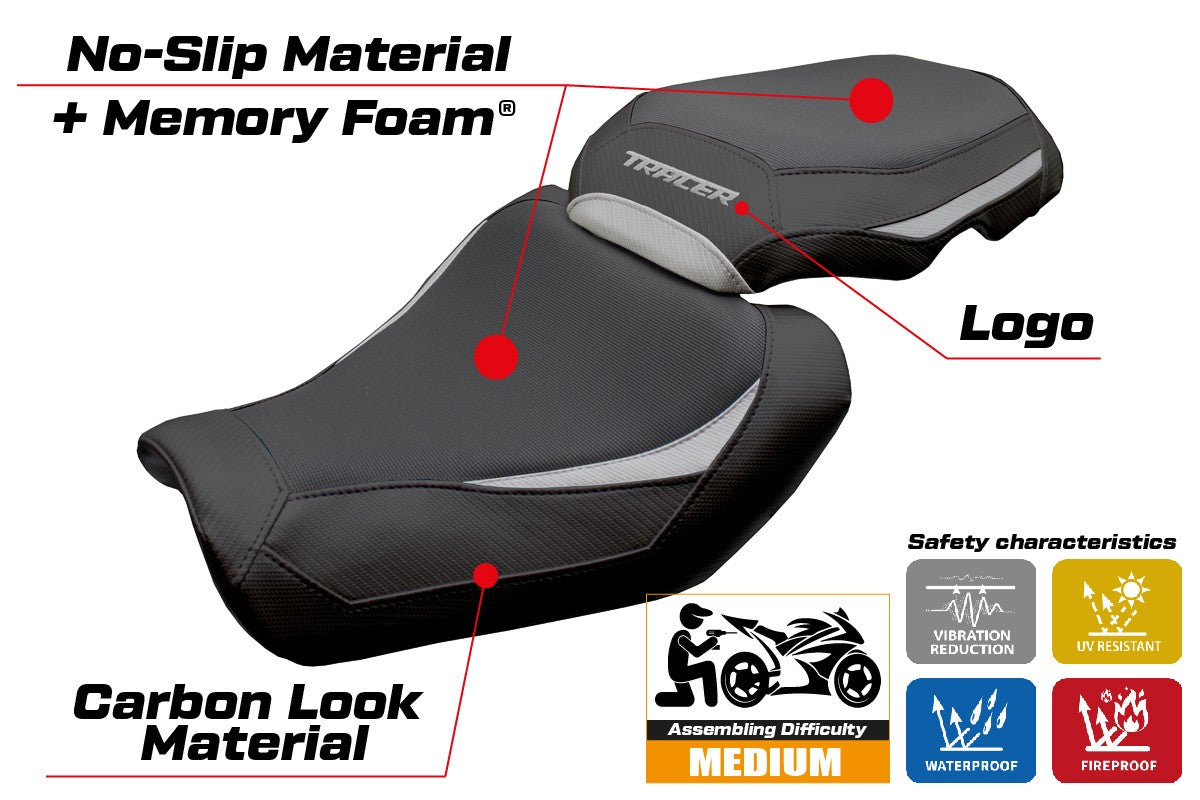 Yamaha Tracer 9 / 9 GT 2025 Seat Cover Tappezzeria Italia TPZ Heating Comfort Silver Black