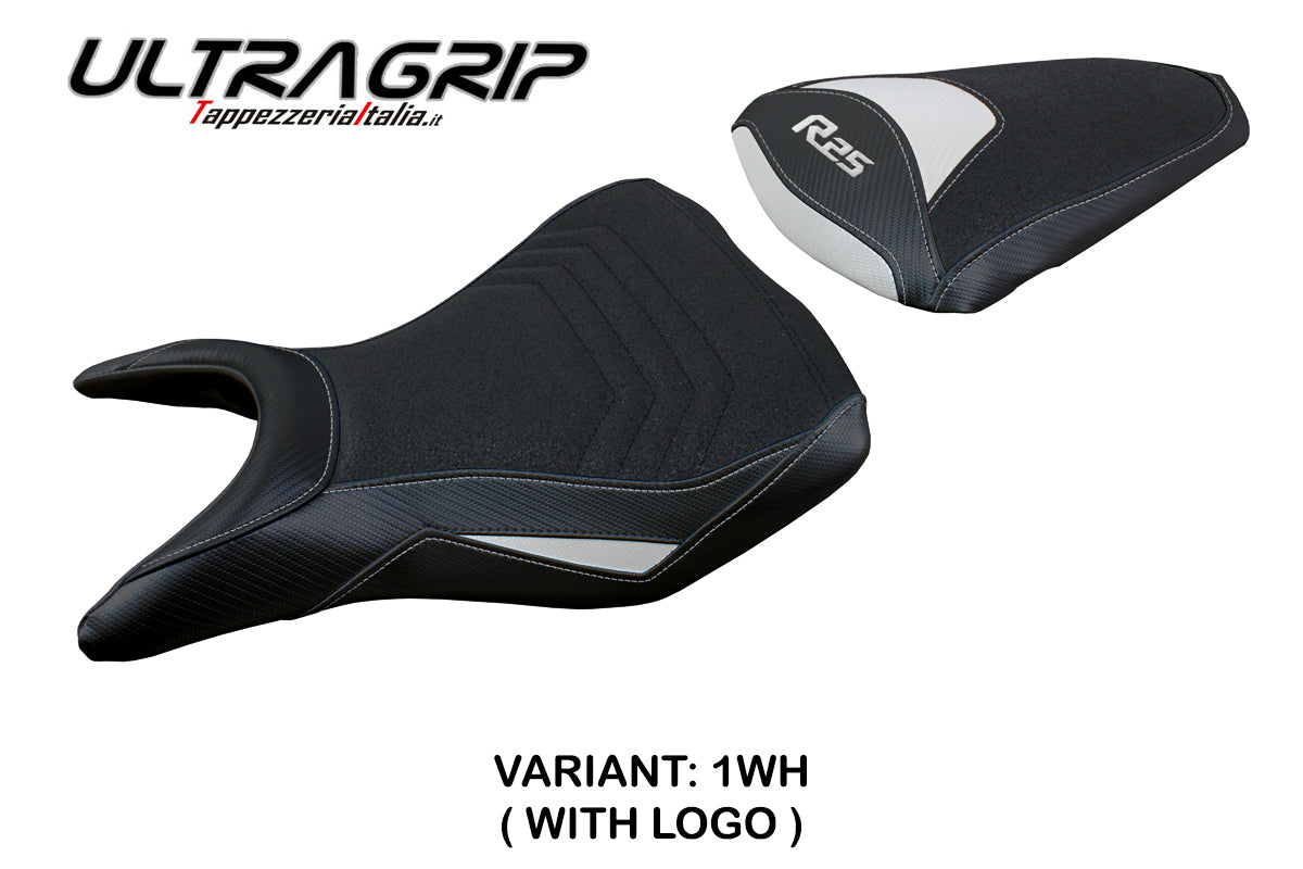 Funda de asiento Yamaha YZF R25 2014-2020 Tappezzeria Italia TPZ Ultragrip en blanco