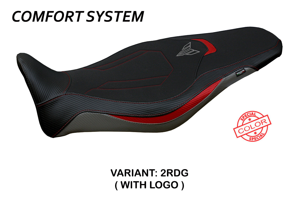 Funda de asiento Yamaha MT-09 FZ09 2021-2023 Tappezzeria Italia TPZ Comfort en rojo, gris y negro