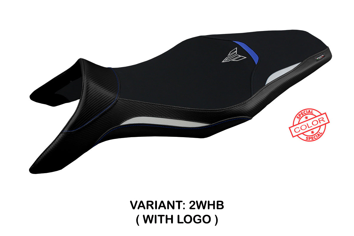 Funda de asiento Yamaha MT-09 FZ09 2013-2020 Tappezzeria Italia TPZ en blanco y azul