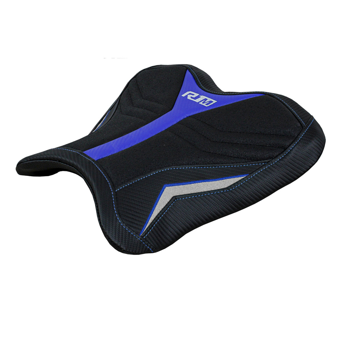 Yamaha YZF R1M 2015-2025 Rider Seat Cover Tappezzeria Italia TPZ Ultragrip in Blue and Silver