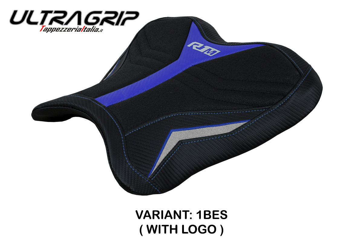 Yamaha YZF R1M 2015-2025 Rider Seat Cover Tappezzeria Italia TPZ Ultragrip in Blue and Silver