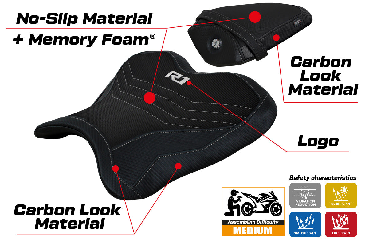 Funda de asiento Yamaha YZF R1 2015-2025 Tappezzeria Italia TPZ Comfort en negro