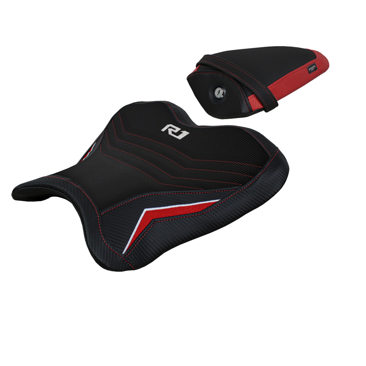 Funda de asiento Yamaha YZF R1 2015-2025 Tappezzeria Italia TPZ Comfort en rojo y blanco SE