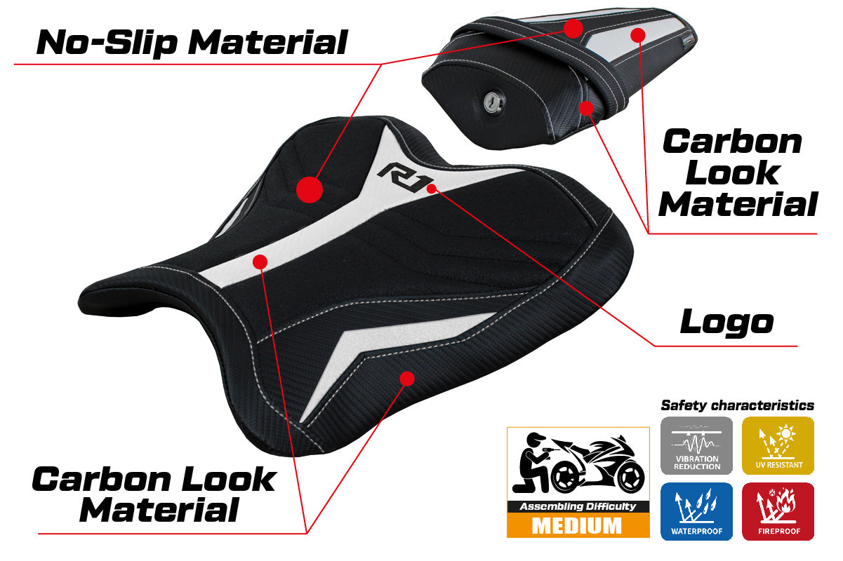 Yamaha YZF R1 2015-2025 Seat Cover Tappezzeria Italia TPZ Ultragrip in White