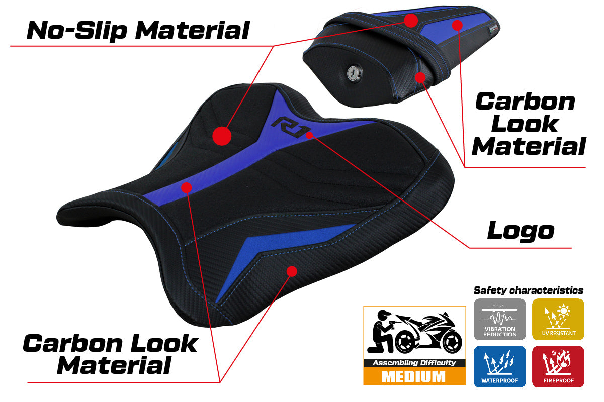 Funda de asiento Yamaha YZF R1 2015-2025 Tappezzeria Italia TPZ ini Ultragrip Azul