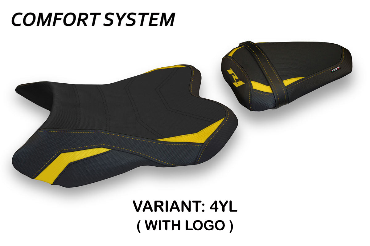 Funda de asiento Yamaha YZF R1 2007-2008 Tappezzeria Italia TPZ Comfort en amarillo y negro