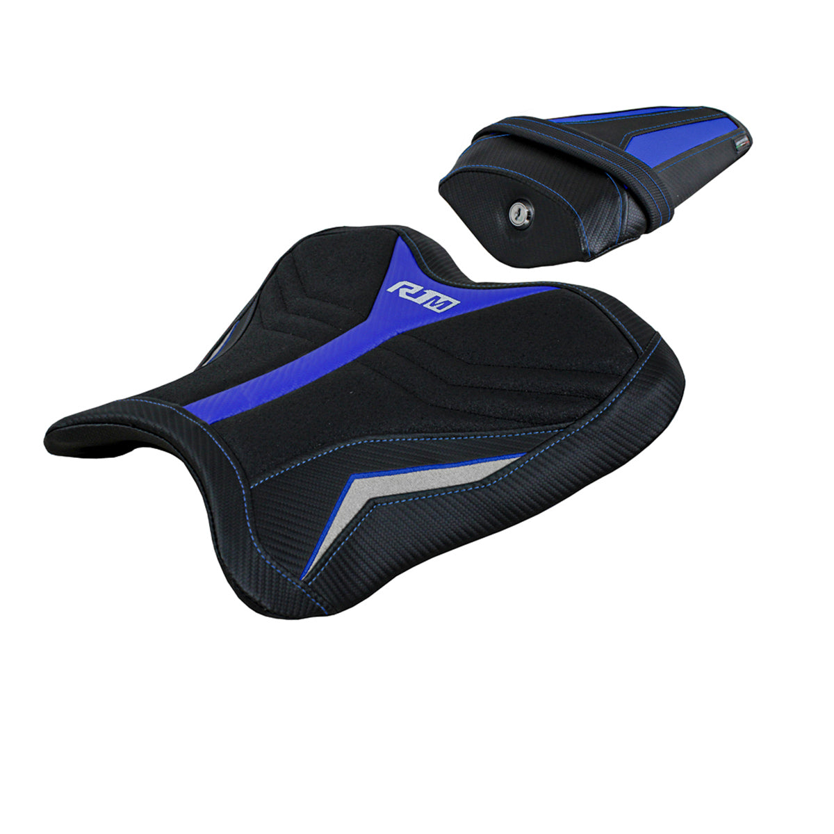 Yamaha YZF R1M 2015-2025 Seat Cover Tappezzeria Italia TPZ Ultragrip in Blue and Silver