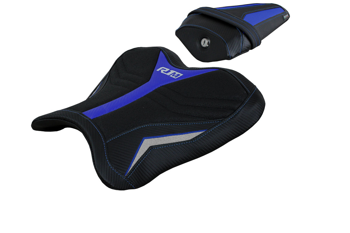 Yamaha YZF R1M 2015-2025 Seat Cover Tappezzeria Italia TPZ Ultragrip in Blue and Silver