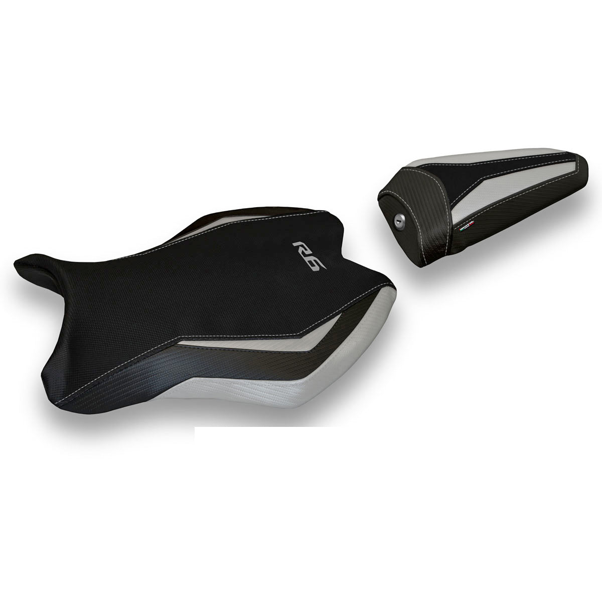 Funda de asiento Yamaha YZF R6 2017-2025 Tappezzeria Italia TPZ en plata y negro