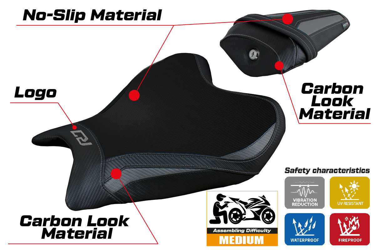 Yamaha YZF R7 2021-2025 Seat Cover Tappezzeria Italia TPZ in Grey and Black