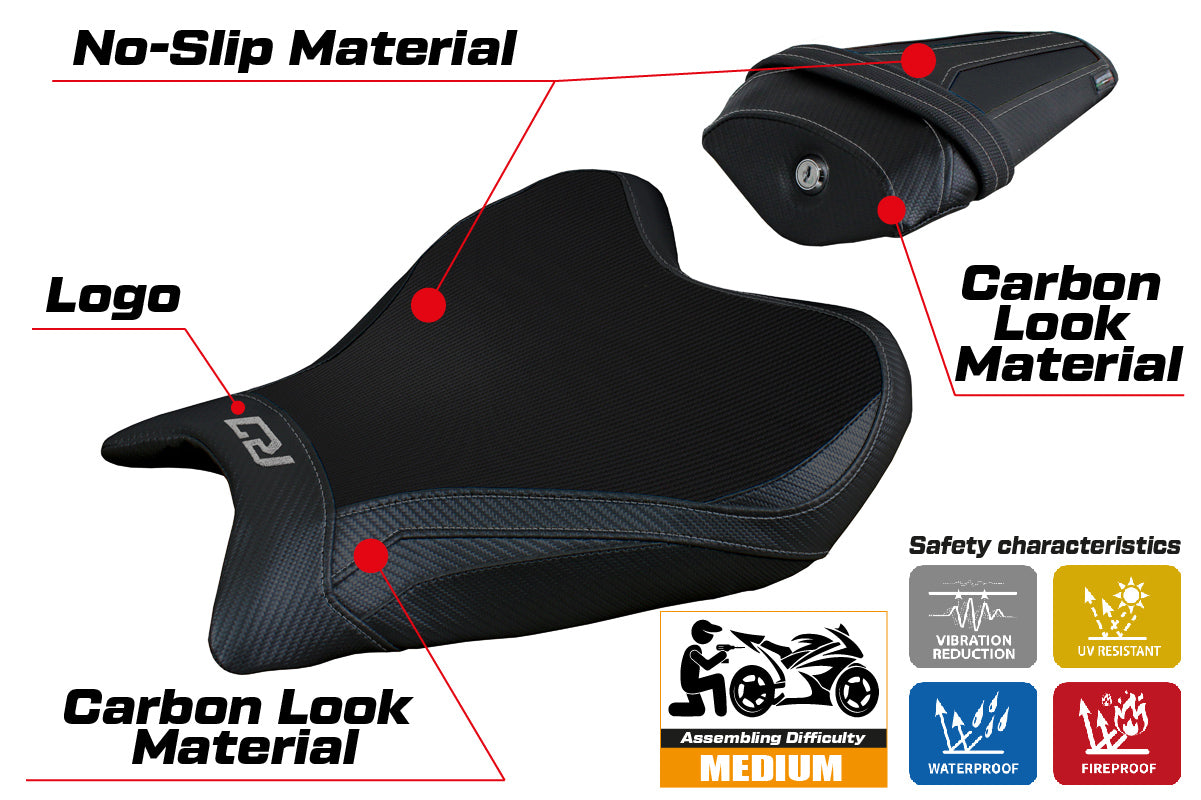 Funda de asiento Yamaha YZF R7 2021-2025 Tappezzeria Italia TPZ en negro