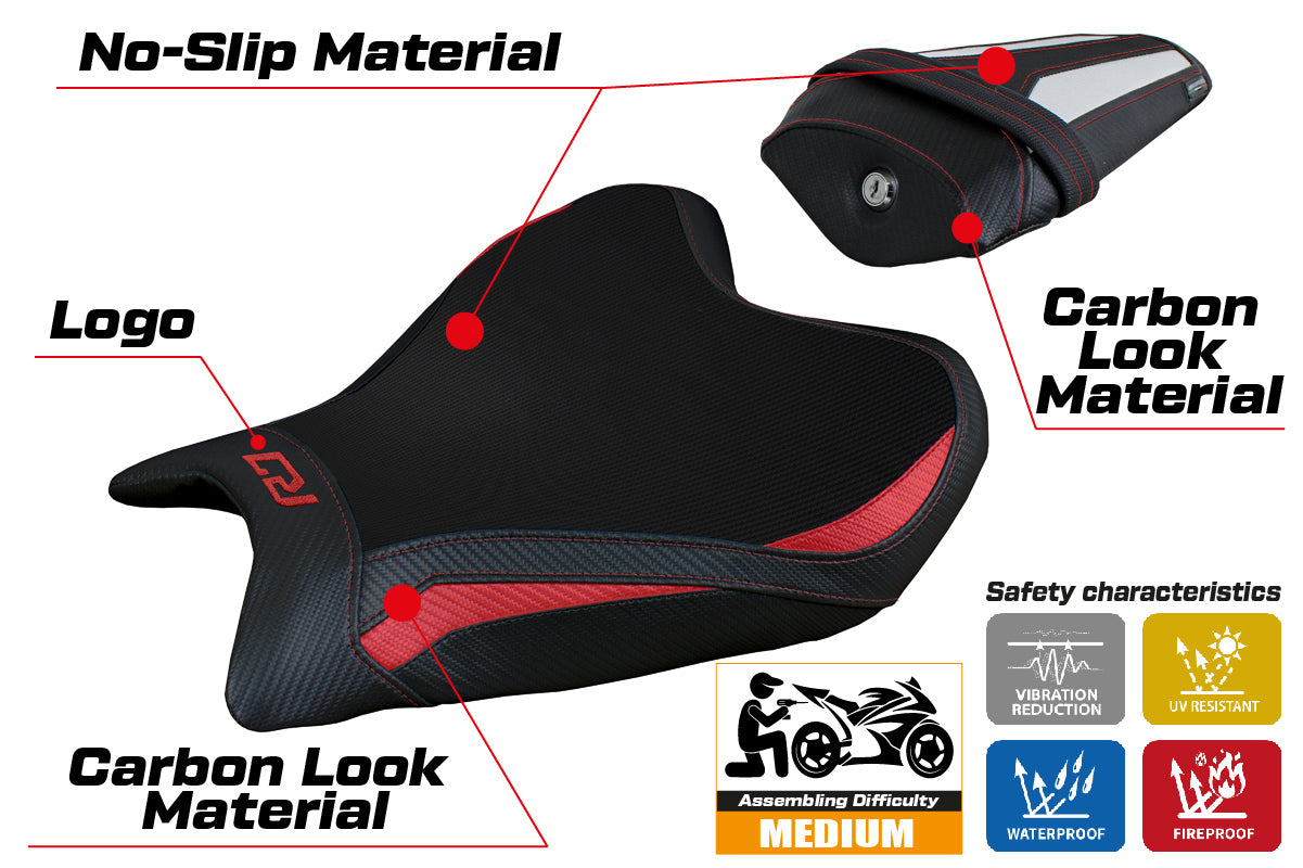 Yamaha YZF R7 2021-2025 Seat Cover Tappezzeria Italia TPZ Red, White and Black SE