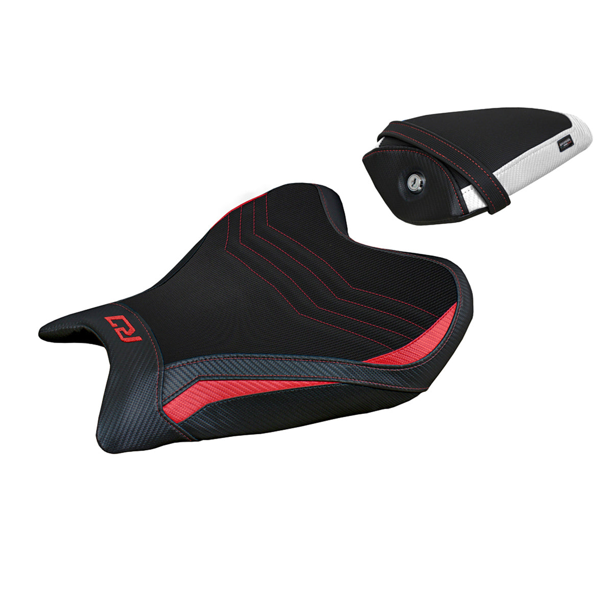 Funda de asiento Yamaha YZF R7 2021-2025 Tappezzeria Italia TPZ Comfort en rojo, blanco y negro SE
