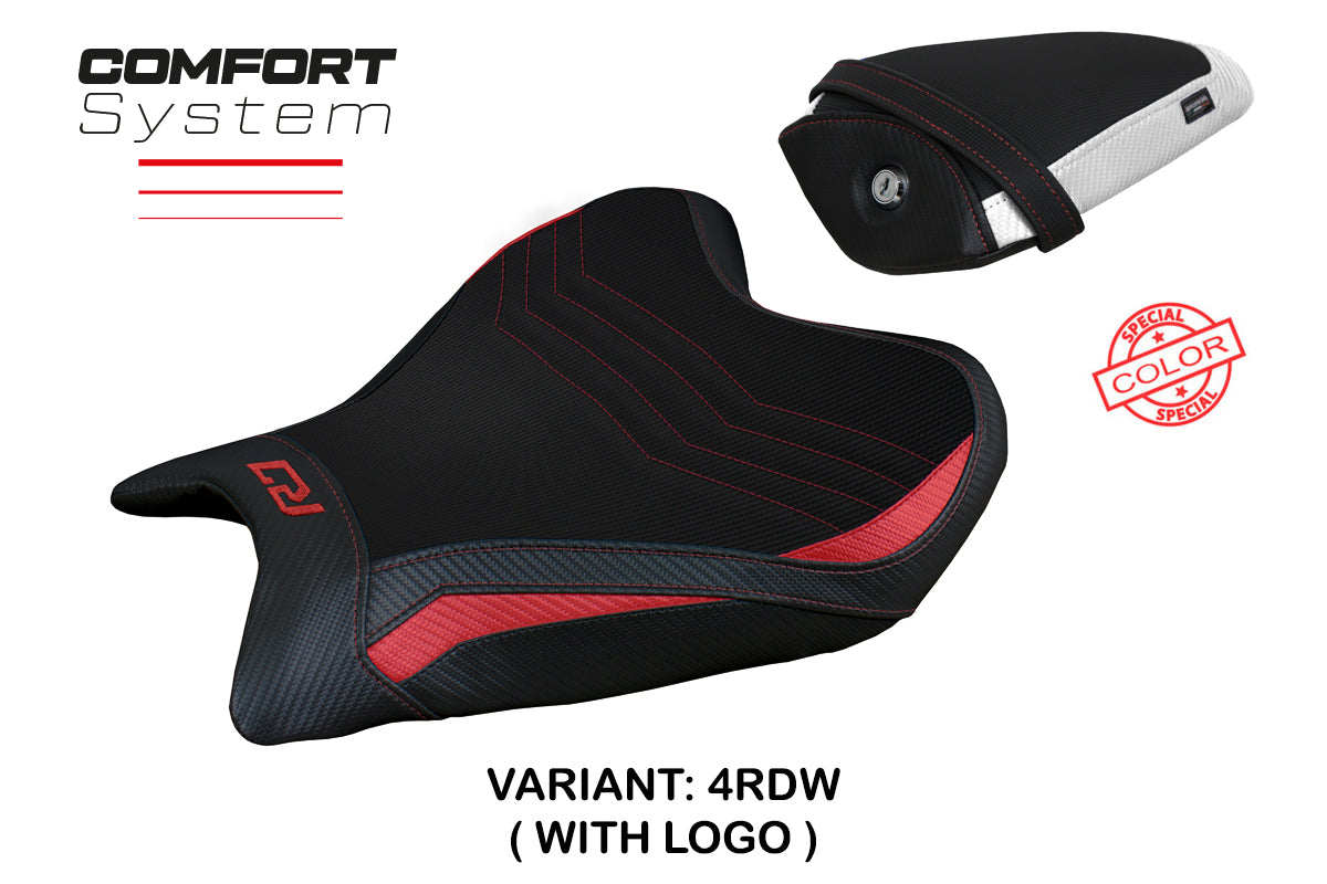 Funda de asiento Yamaha YZF R7 2021-2025 Tappezzeria Italia TPZ Comfort en rojo, blanco y negro SE