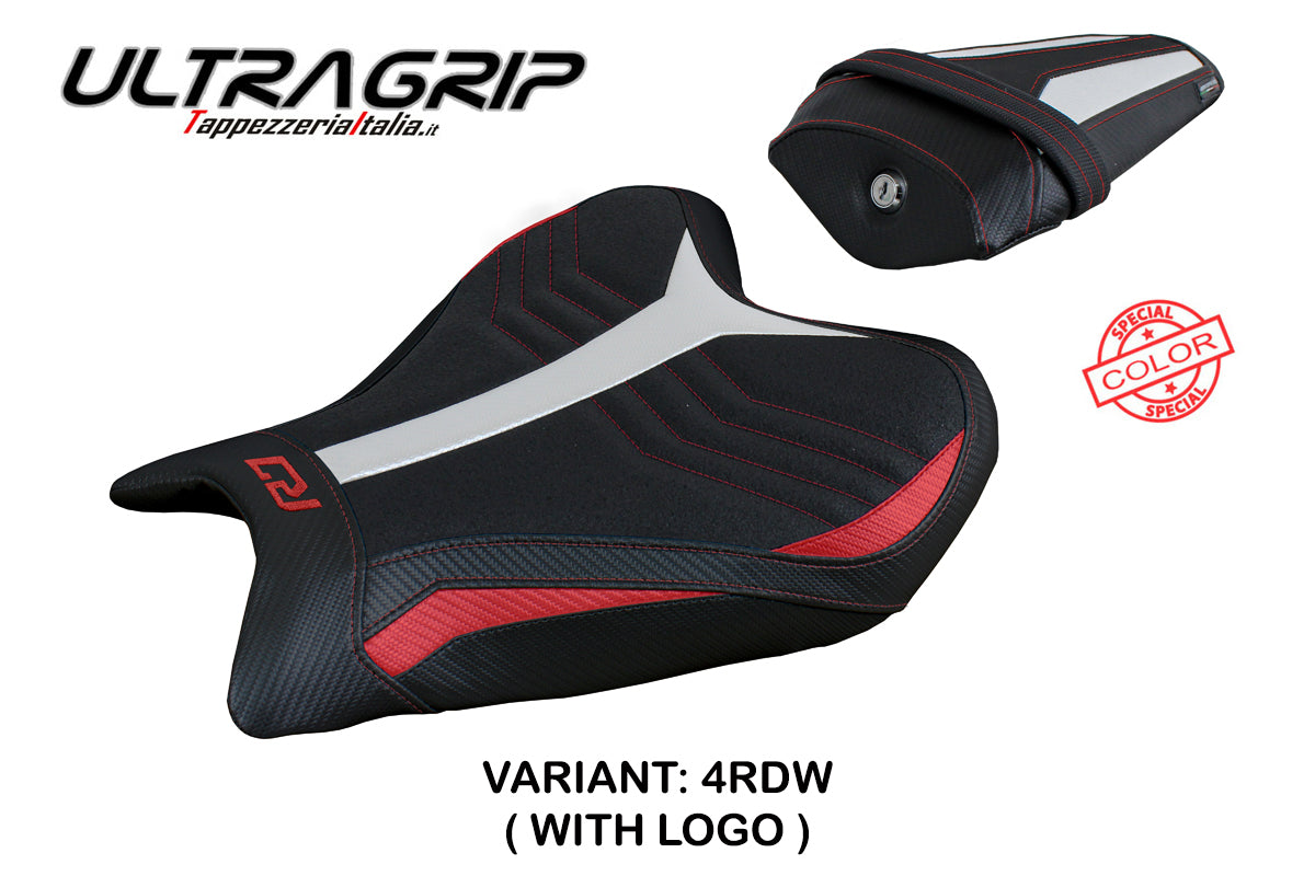 Funda de asiento Yamaha YZF R7 2021-2025 Tappezzeria Italia TPZ Ultragrip en rojo, blanco y negro SE