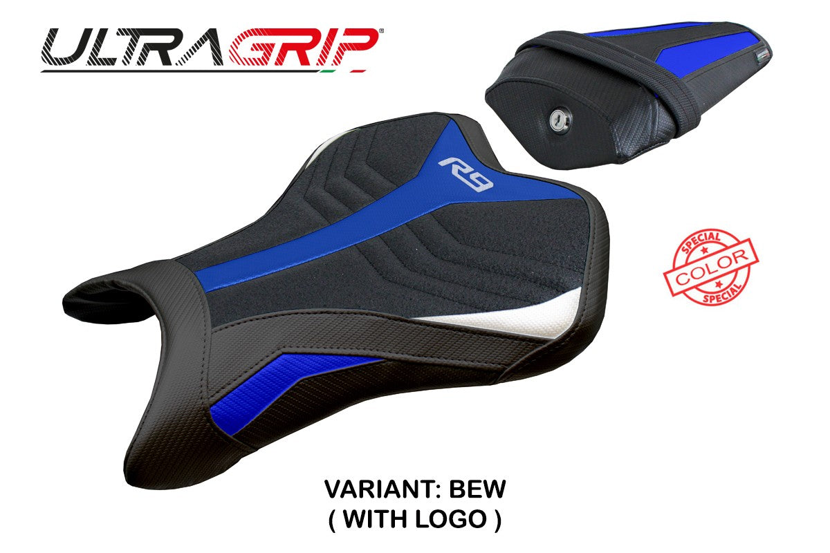 Funda de asiento Yamaha R9 2025 Tappezzeria Italia TPZ Ultragrip Azul Blanco Negro