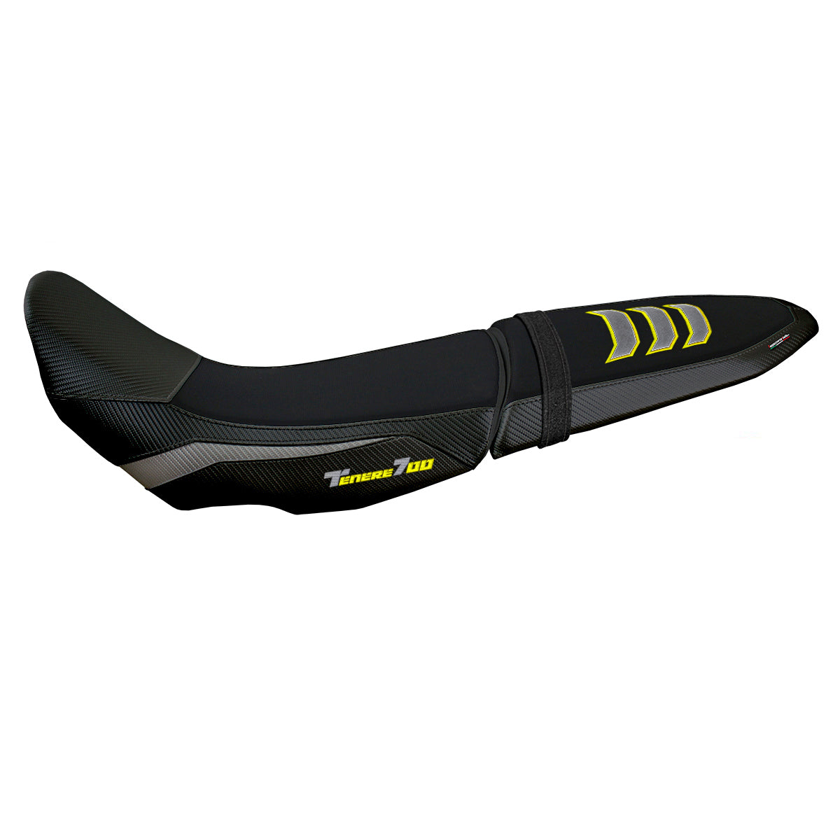 Funda de asiento Yamaha Tenere 700 2019-2025 Tappezzeria Italia TPZ Comfort en U-grip Gris y Amarillo FR