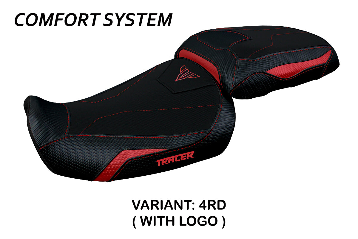 Funda de asiento Yamaha Tracer 9 9GT 2021-2024 Tappezzeria Italia TPZ Comfort en rojo y negro