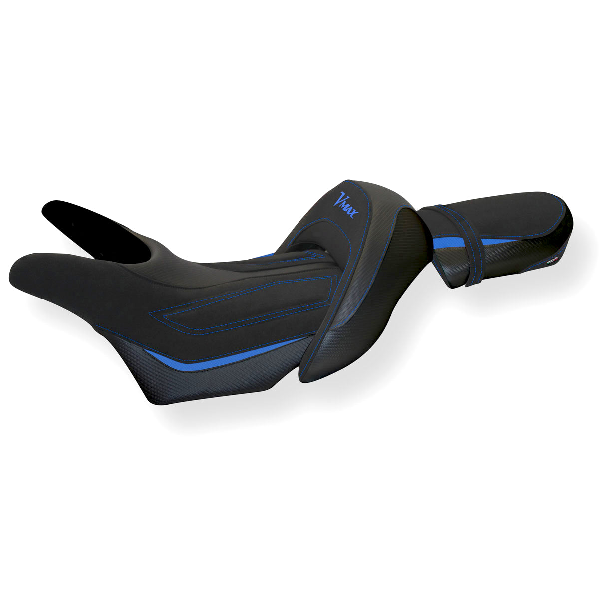 Funda de asiento Yamaha V-Max 1700 2008-2017 Tappezzeria Italia TPZ en azul terciopelo y negro