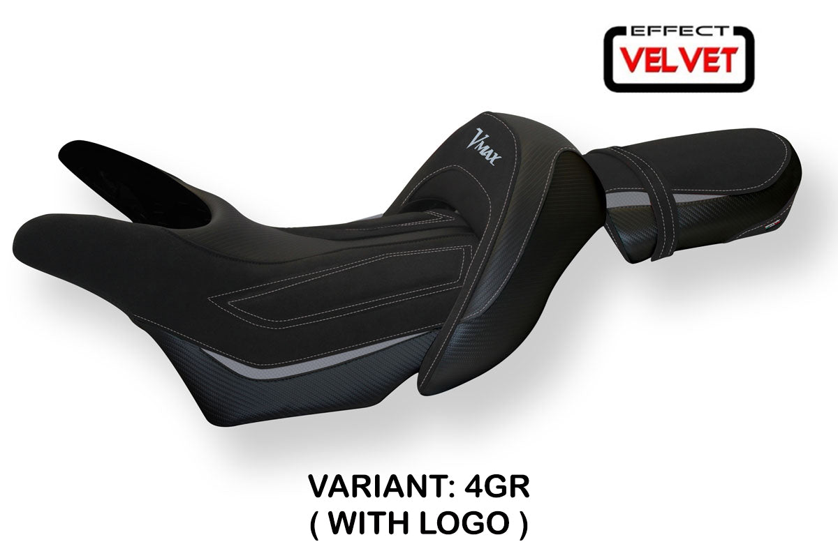 Funda de asiento Yamaha V-Max 1700 2008-2017 Tappezzeria Italia TPZ en gris terciopelo y negro